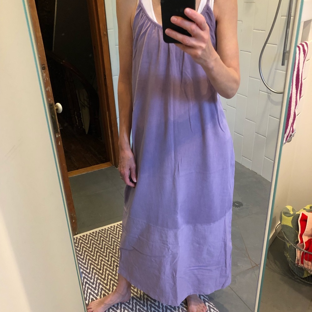 Zara Lavender colored Mixed Media Cotton Maxi Shift Dress